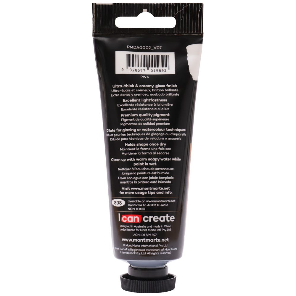 აკრილის საღებავი ცინკის თეთრი (სქელი, ტექსტურული აკრილი) MontMarte - ARTISTA