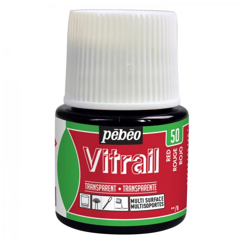 ვიტრაჟის საღებავი 45მლ - Pebeo Vitrail 45ml Red (გამჭვირვალე მინის საღებავი)