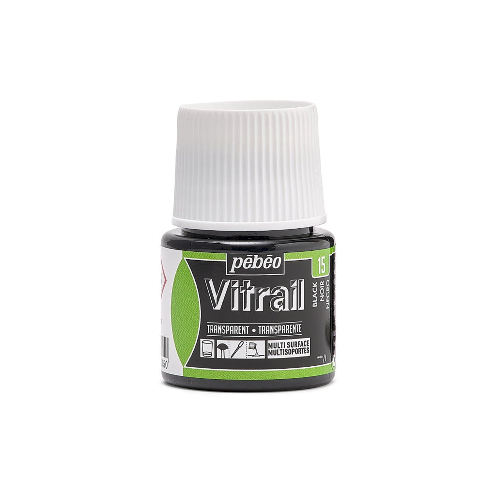 ვიტრაჟის საღებავი 45მლ - Pebeo Vitrail Black (გამჭვირვალე მინის საღებავი)