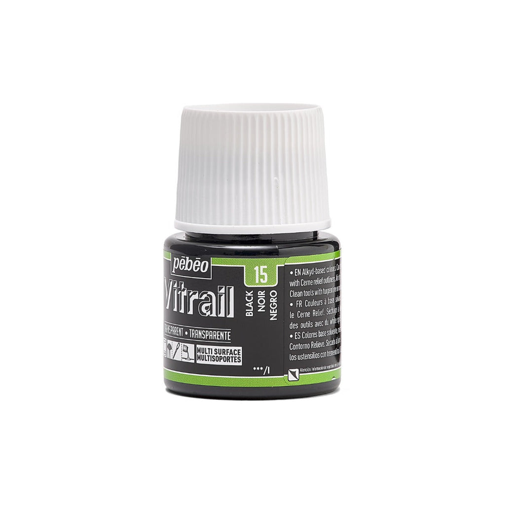 ვიტრაჟის საღებავი 45მლ - Pebeo Vitrail Black (გამჭვირვალე მინის საღებავი)