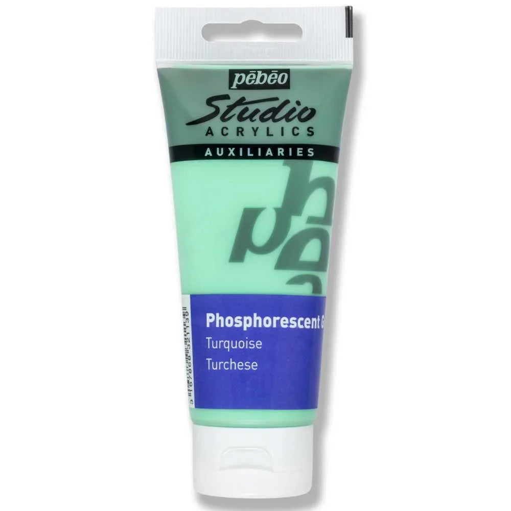 Phosphorous paint turquoise (acrylic) STUDIO ACRYLICS 100 ML PHOSPHORESCENT GEL TURQUOISE - Pebeo 