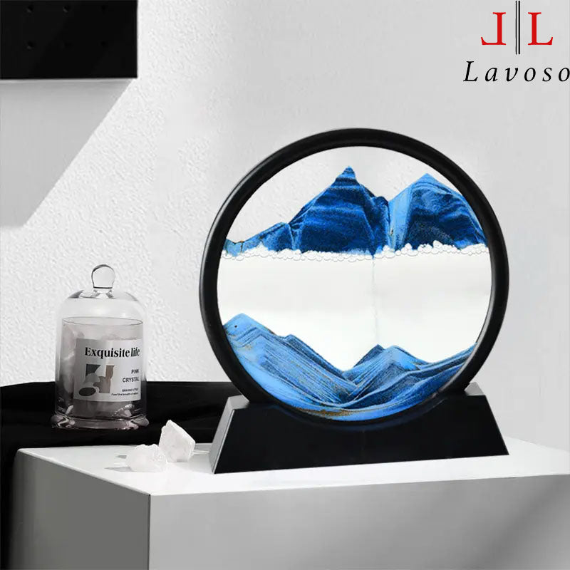 დეკორი მინის - Glass Hourglass Creative Light Luxury 3d Dynamic Art Quicksand seascape Painting
