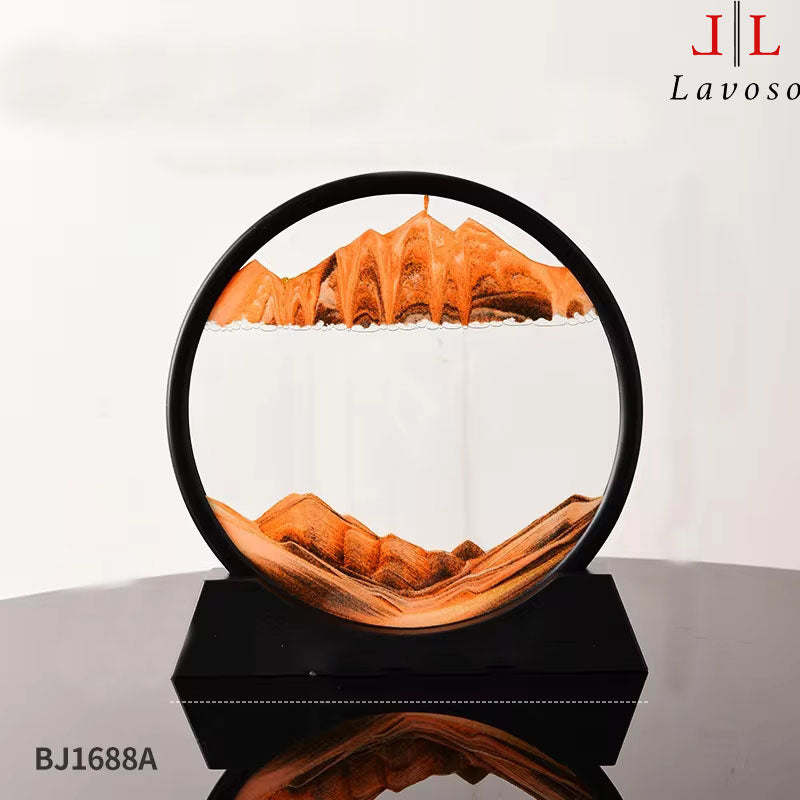 დეკორი მინის - Glass Hourglass Creative Light Luxury 3d Dynamic Art Quicksand seascape Painting