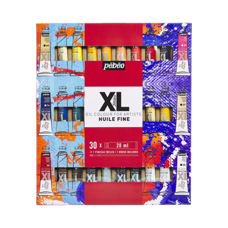 ზეთის საღებავების ნაკრები 30×20 მლ + ფუნჯი XL FINE OIL SET 30 ASSORTED 20 ML TUBES WITH BRUSH