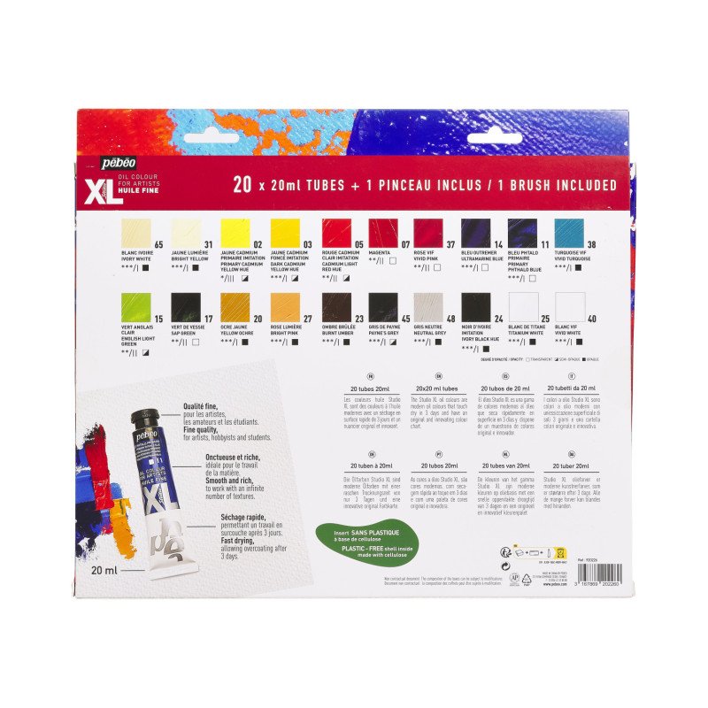 ზეთის საღებავების ნაკრები 20×20 მლ + ფუნჯი XL FINE OIL SET 20 ASSORTED 20 ML TUBES WITH BRUSH