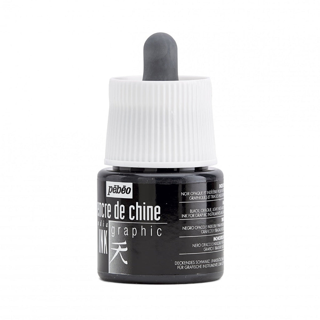 ჩინური მელანი (გრაფიკული) შავი 45მლ - Pebeo Graphic India Ink 45ml