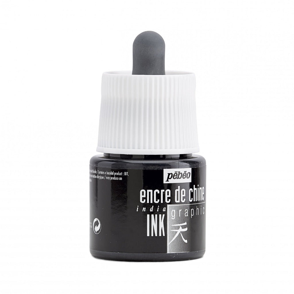 ჩინური მელანი (გრაფიკული) შავი 45მლ - Pebeo Graphic India Ink 45ml