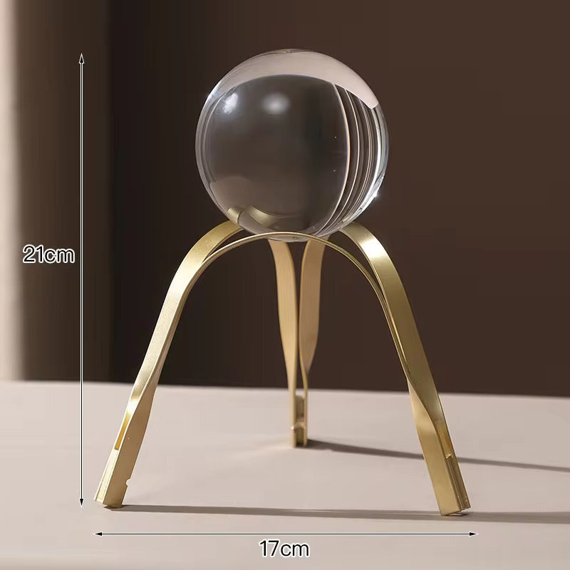 მეტალის სკულპტურა - Table Gold metal Accessories with crystal ball