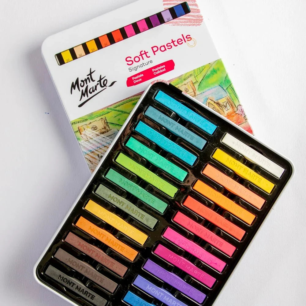 მშრალი პასტელები მეტალის ყუთში 24 ფერი - Soft Pastels in Tin Box Signature 24pc