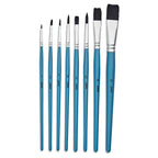 აკვარელის ფუნჯების ნაკრები 8 ცალი - SET OF 8 WATERCOLOR BRUSHES – ROUND AND FLAT – SYNTHETIC SQUIRREL