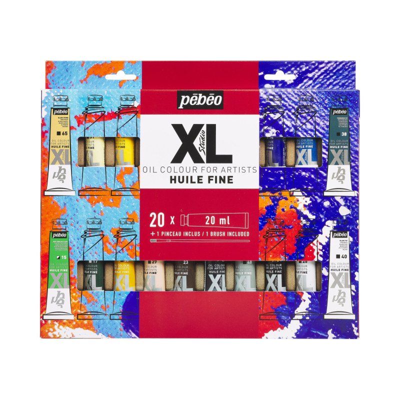 ზეთის საღებავების ნაკრები 20×20 მლ + ფუნჯი XL FINE OIL SET 20 ASSORTED 20 ML TUBES WITH BRUSH