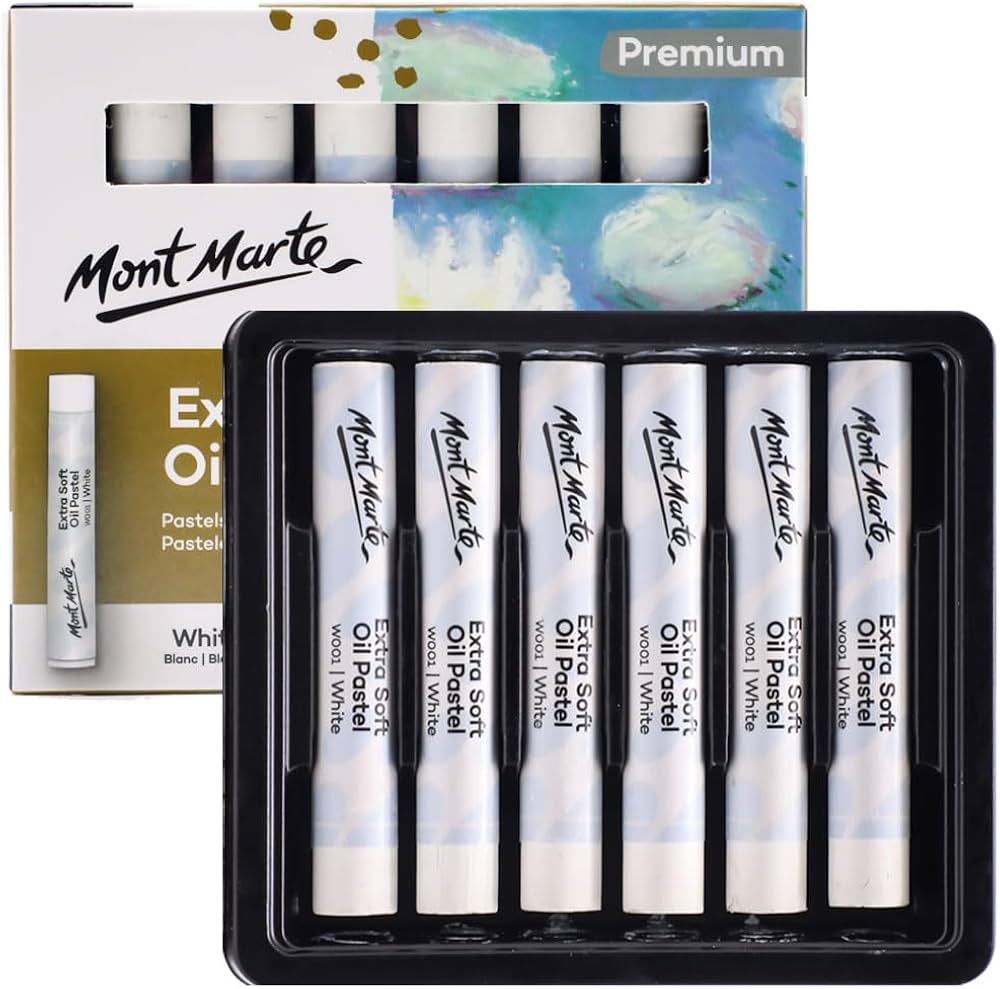 MM ზეთის თეთრი ფერის პასტელები 6 ცალი-MM Extra Soft Oil Pastels White 6pc