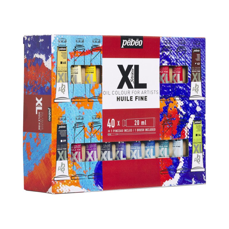 ზეთის საღებავების ნაკრები 40×20 მლ + ფუნჯი XL FINE OIL SET 40 ASSORTED 20 ML TUBES WITH BRUSH