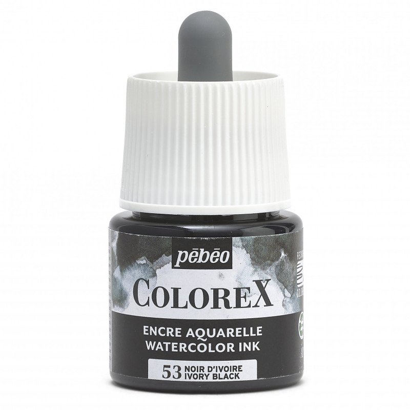 აკვარელის მელანი სპილოს ძვლის შავი 45 მლ - COLOREX 45ML IVORY BLACK
