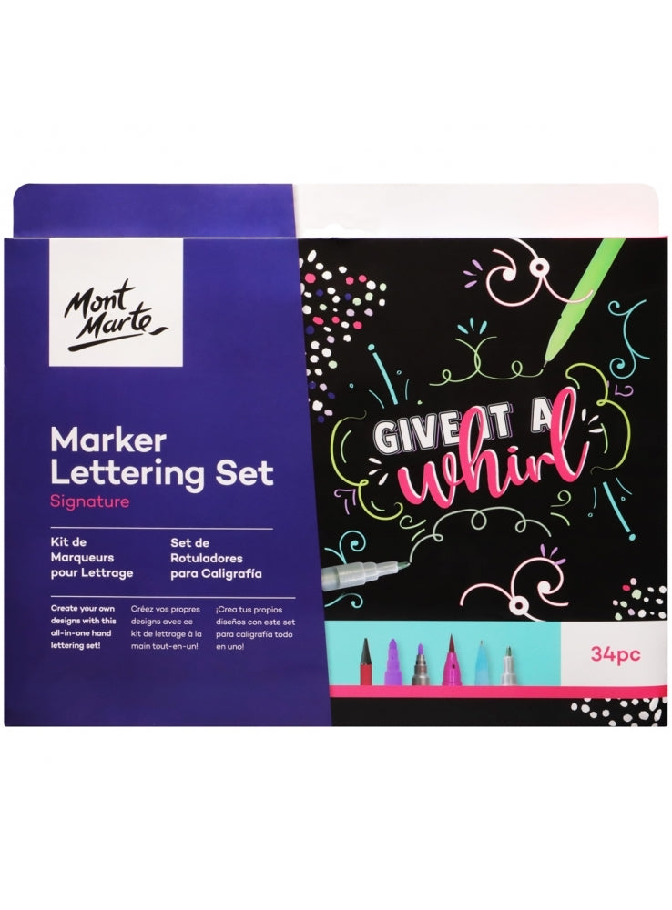 კალიგრაფიის მარკერების ნაკრები MM Marker Lettering Set 34pc