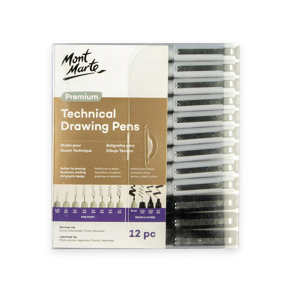 ტექნიკური ნახაზის კალმების ნაკრები MM Technical Drawing Pens 12pc