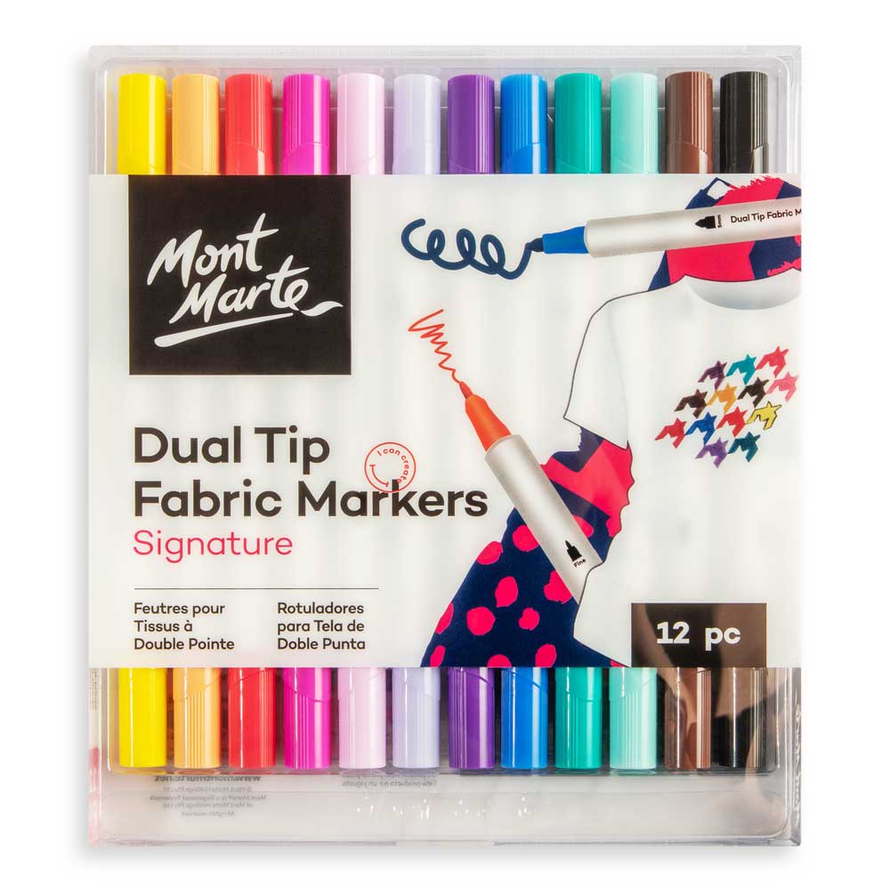 ტექსტილის / ქსოვილის მოსახატი მარკერები - MontMarte Fabric Markers 12pc