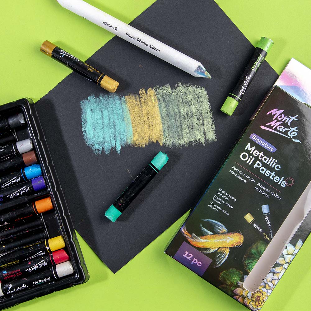 მეტალიკ ზეთის პასტელები 12 ფერი - Metallic Oil Pastels Signature 12pc
