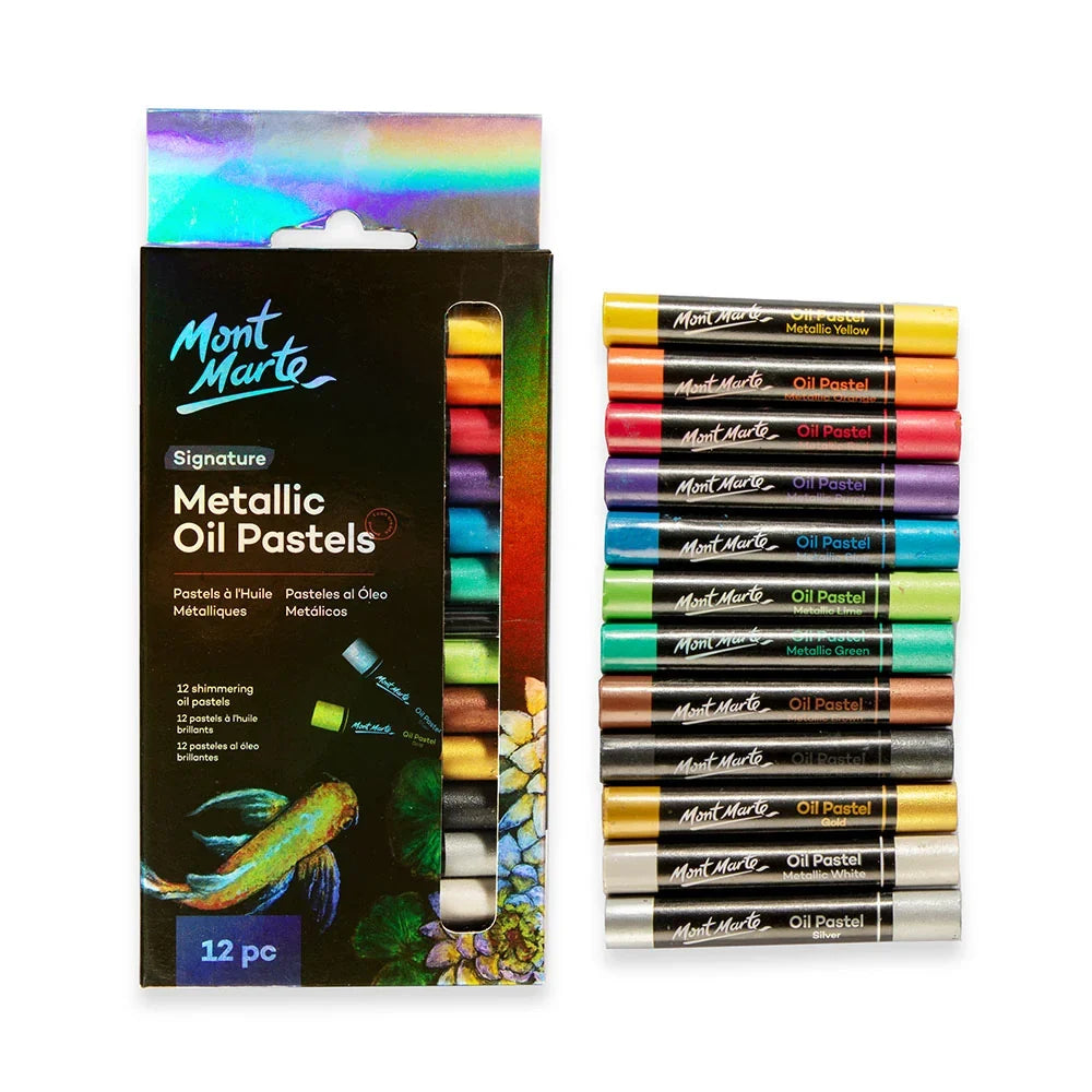 მეტალიკ ზეთის პასტელები 12 ფერი - Metallic Oil Pastels Signature 12pc