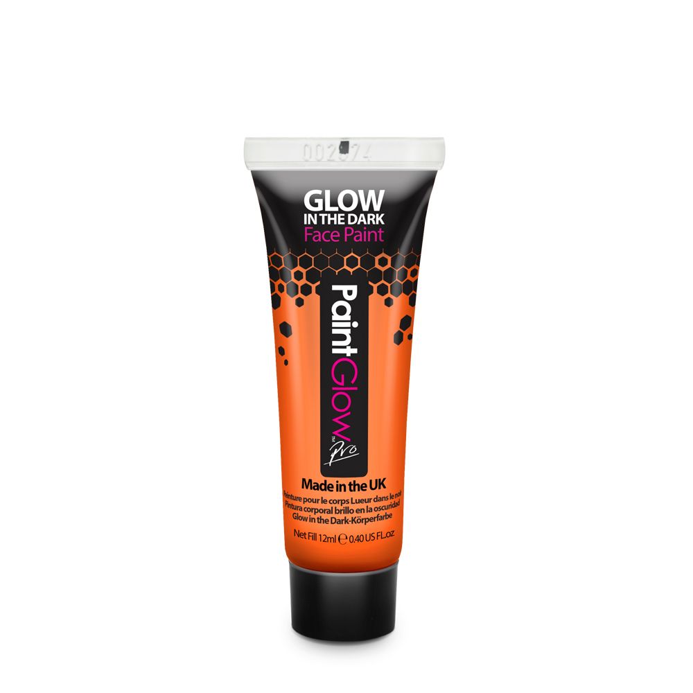 Glow In The Dark Face Paint (PRO), UV Orange, 12m