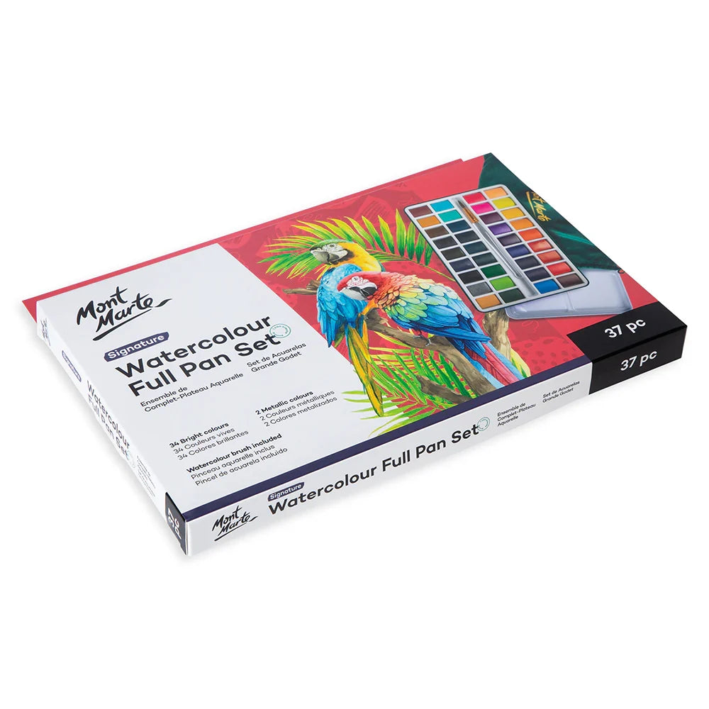 აკვარელის საღებავის ნაკრები 34 ფერი - MM Watercolour Full Pan Set 36pc in Tin