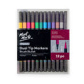 მარკერების ნაკრები ორი წვერით 12 ფერი  MM Dual Tip Markers Brush/Bullet 12pc