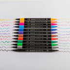 მარკერების ნაკრები ორი წვერით 12 ფერი  MM Dual Tip Markers Brush/Bullet 12pc