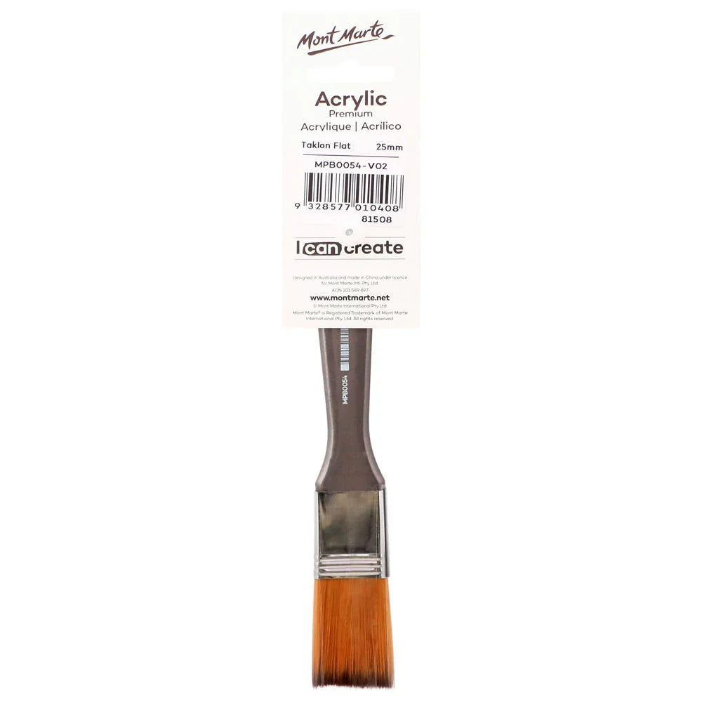 ფუნჯი სინთეტიკური (ბრტყელი) 25მმ Acrylic Brush Premium Taklon Flat Wide 25mm