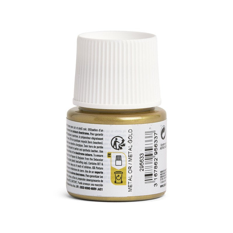ტყავის საღებავი მეტალის ოქროსფერი 45 მლ - SETACOLOR LEATHER 45ML – METAL GOLD