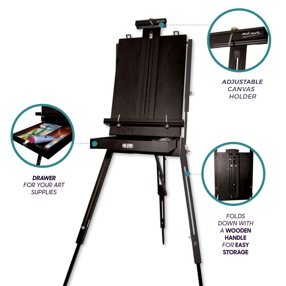 შავი ფრანგული ყუთი მოლბერტი -  Black French Box Easel