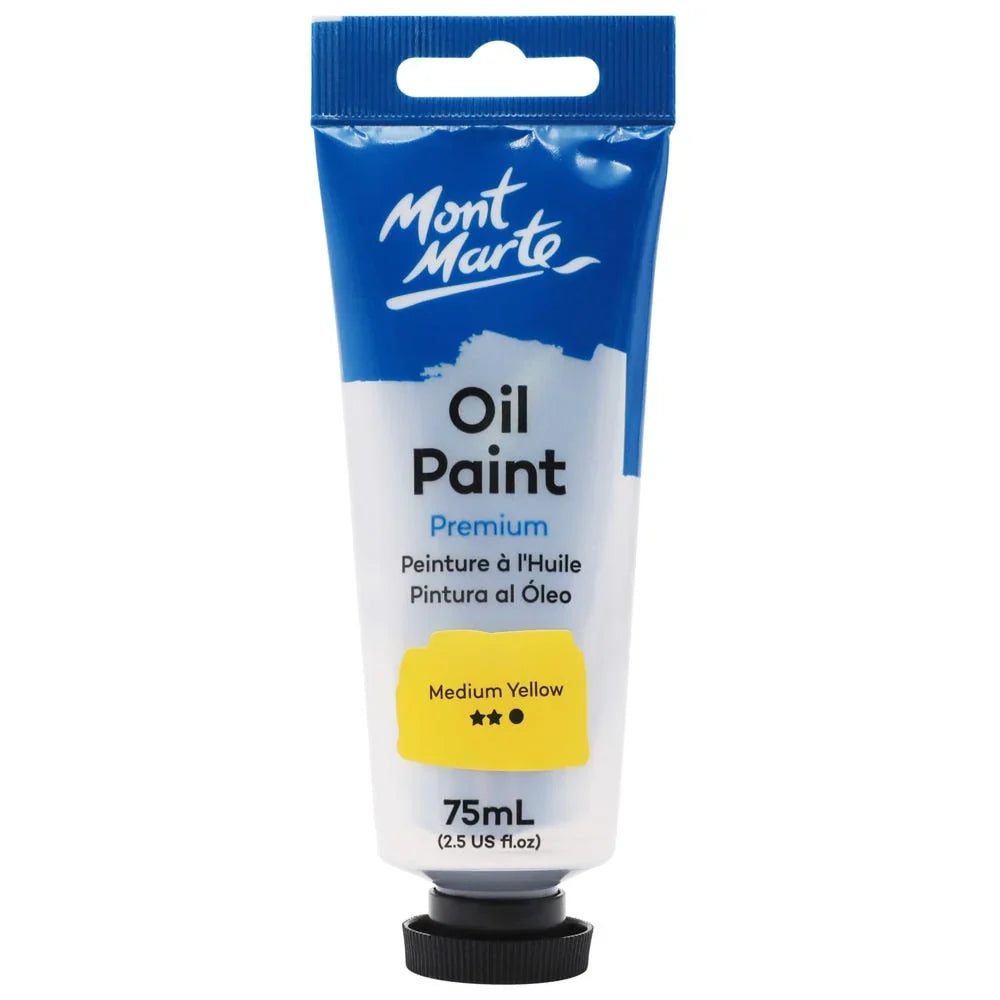 ზეთის საღებავი საშუალო ყვითელი 75 მლ - Oil Paint Premium 75ml Tube - Medium Yellow