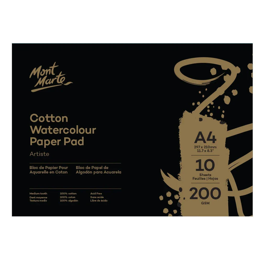 ბამბის აკვარელის ქაღალდი A4 - Cotton Watercolour Paper 200gsm A4 10 Sheets