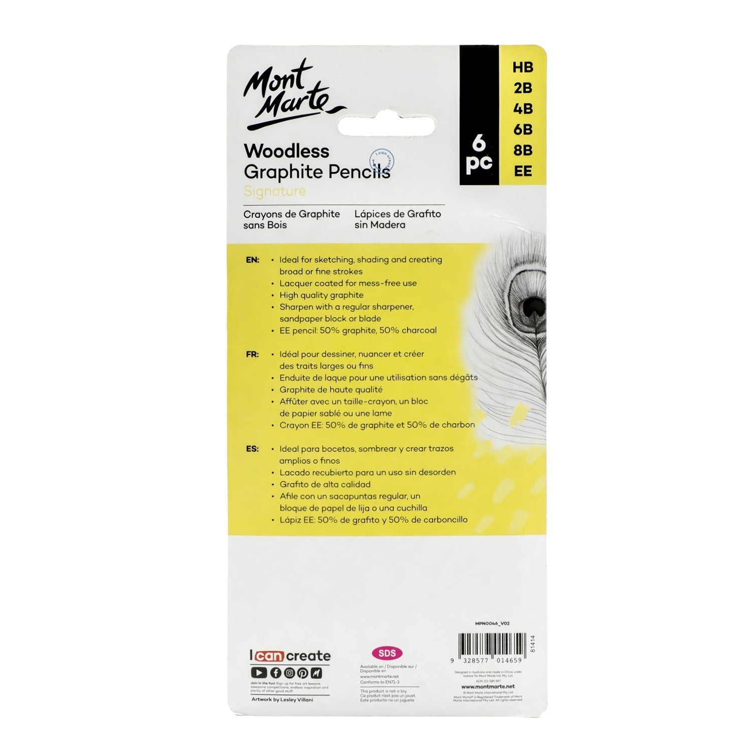 ხისგარეშე გრაფიტის ფანქრები (სანგინა) Woodless Graphite Pencils 6pc
