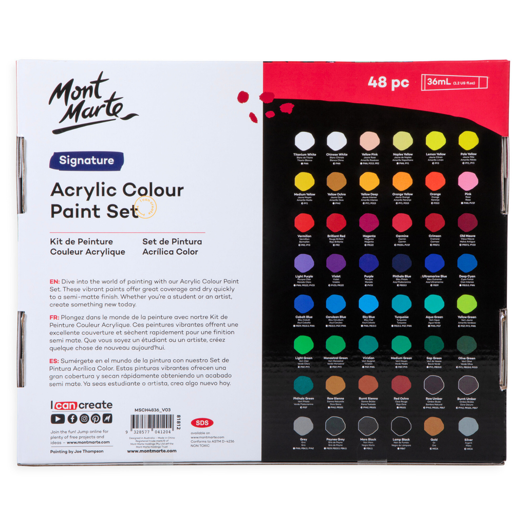 Набор акриловых красок 48 цветов MM Acrylic Paint Set 48шт x 36мл