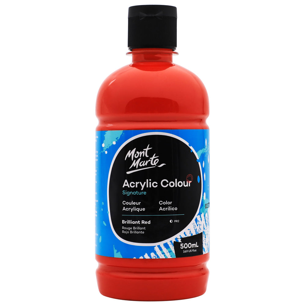 წითელი აკრილის საღებავი MM Acrylic Colour 500ml bottle - Brilliant Red