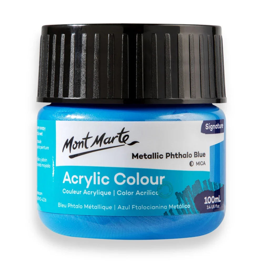 აკრილის საღებავი მეტალის ლურჯი 100 მლ - Acrylic Colour Paint 100ml - Metallic Phthalo Blue