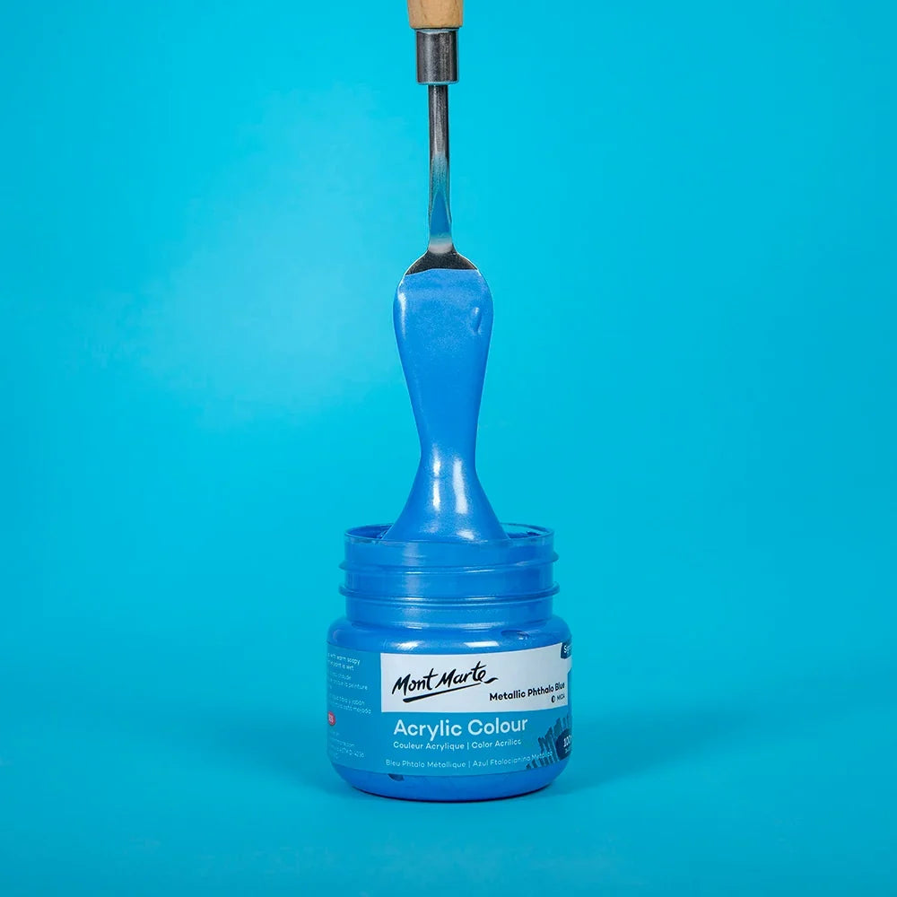აკრილის საღებავი მეტალის ლურჯი 100 მლ - Acrylic Colour Paint 100ml - Metallic Phthalo Blue