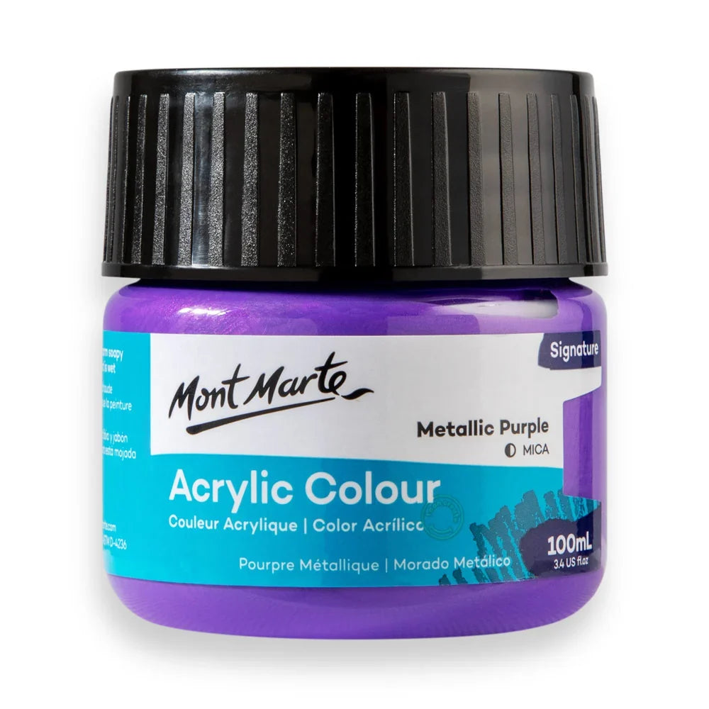 აკრილის საღებავი მეტალის იისფერი 100 მლ - Acrylic Colour Paint 100ml - Metallic Purple