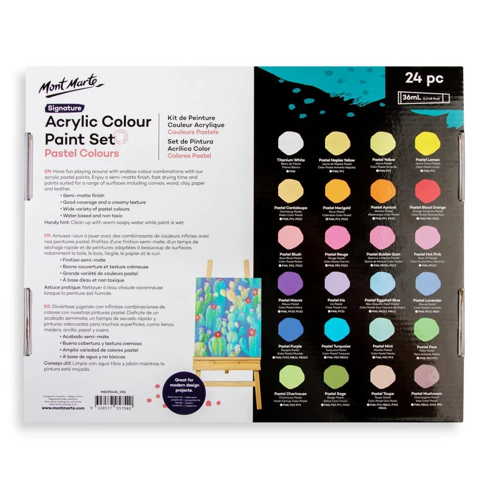 Acrylic Colour Pastel Paint Set – 24 × 36ml