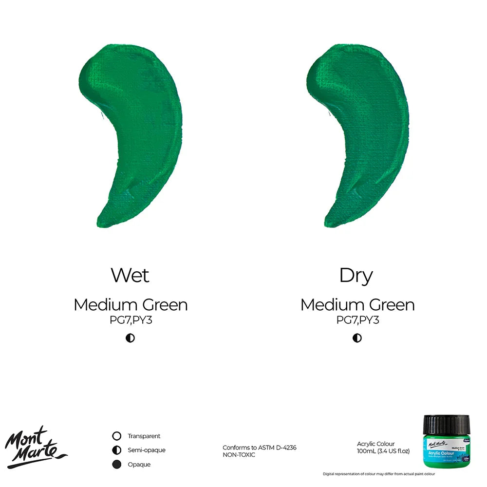 აკრილის საღებავი მწვანე 100 მლ - Acrylic Colour Paint 100ml - Medium Green