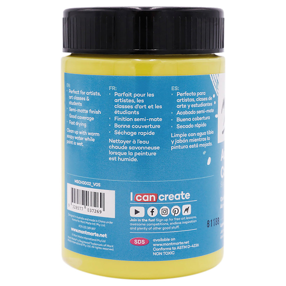 ლიმნის ყვითელი 300მლ MM Studio Acrylic Paint 300ml - Lemon Yellow