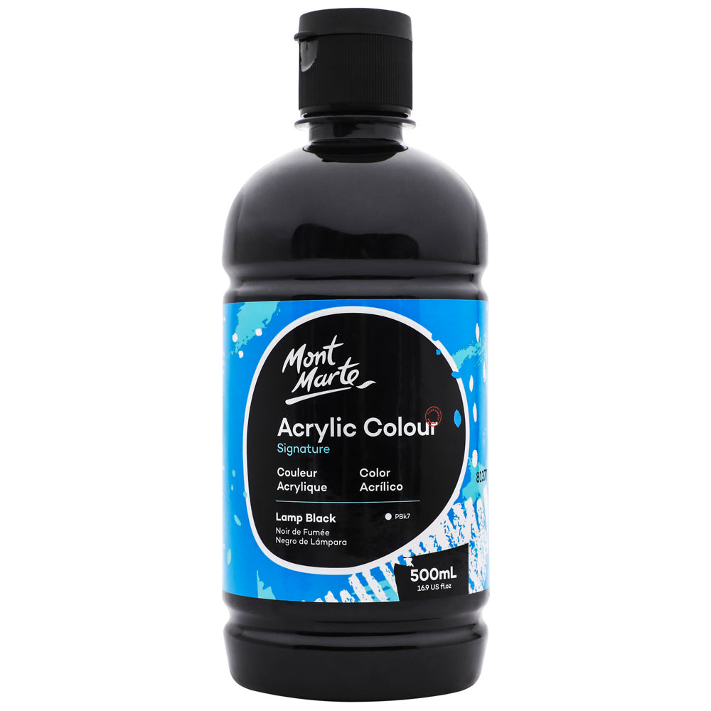 შავი აკრილის საღებავი 500მლ MM Studio Acrylic 500ml bottle - Black