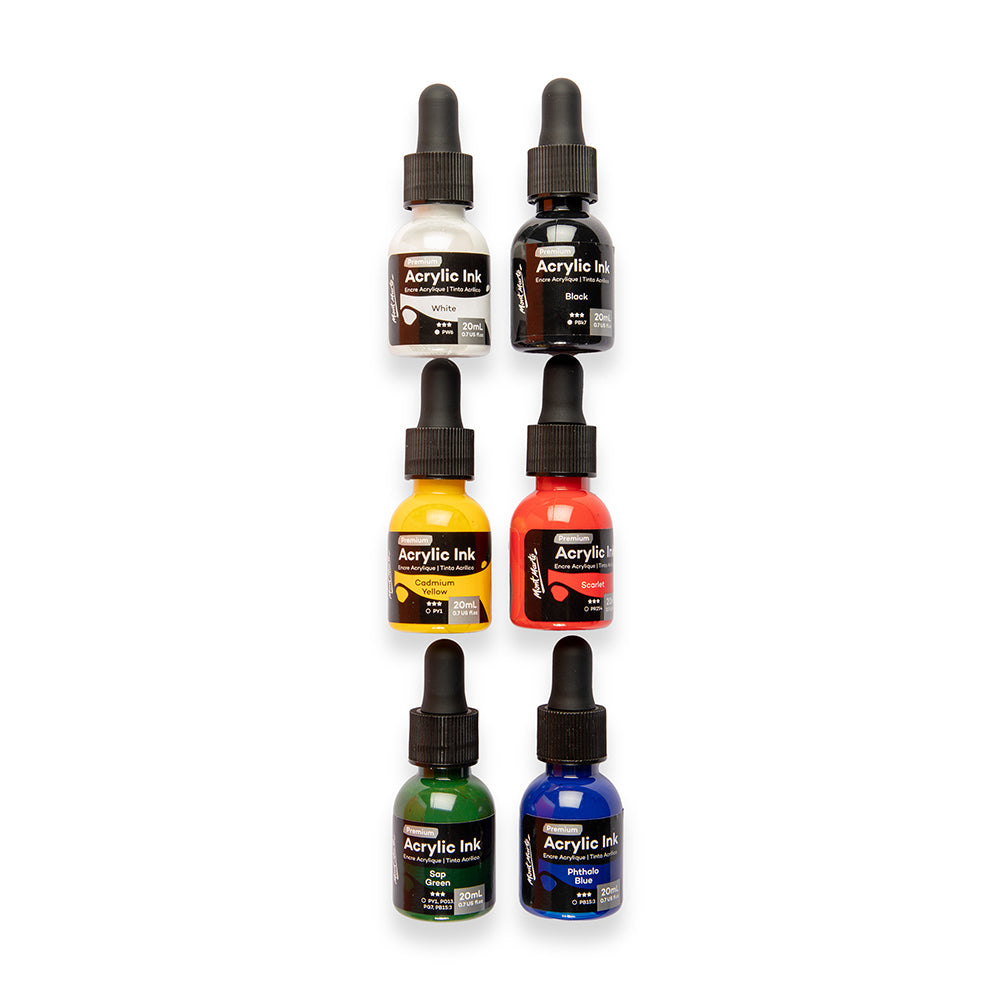 აკრილის მელანი MM Acrylic Ink 6pc x 20ml