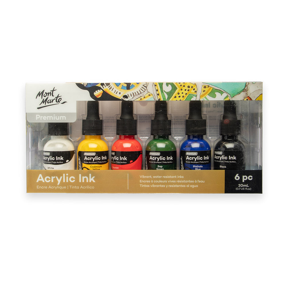 აკრილის მელანი MM Acrylic Ink 6pc x 20ml