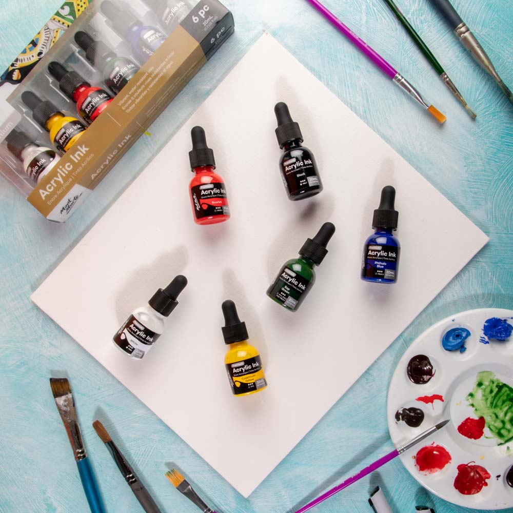 აკრილის მელანი MM Acrylic Ink 6pc x 20ml