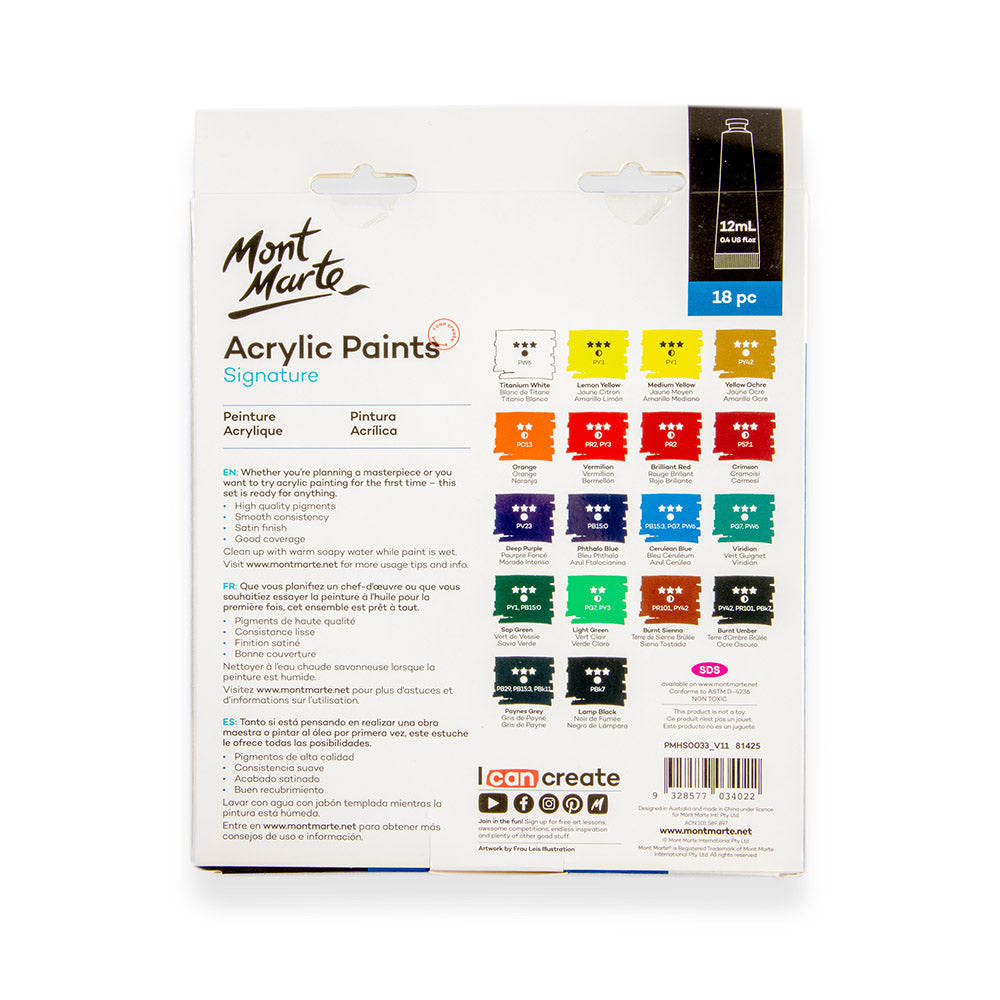 MM Acrylic Paints 18pc x 12ml