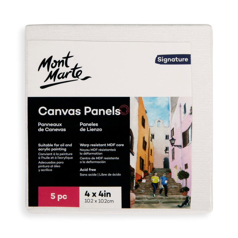 ტილოს პანელები (გადაკრული ტილო მუყაოზე) MM Canvas Panels Pack 5 10.2x10.2cm