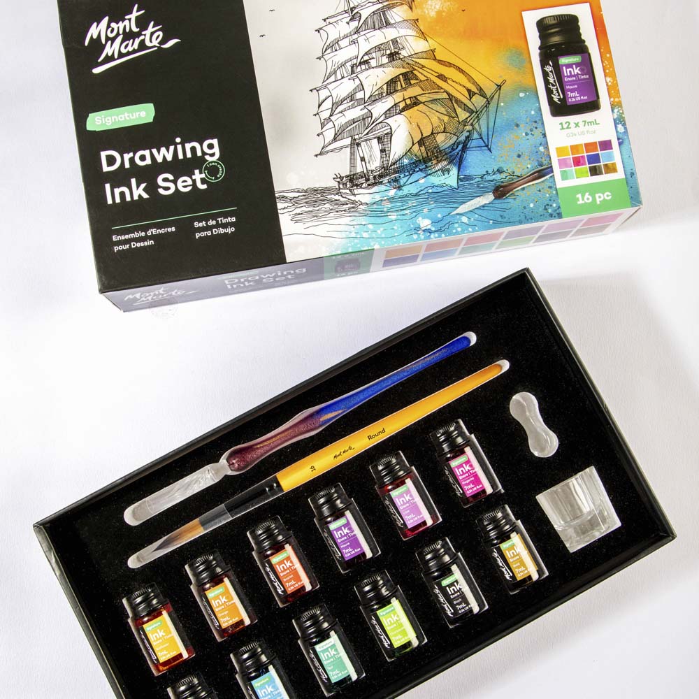 სახატავი მელნების ნაკრები MM Drawing Ink Set 16pc