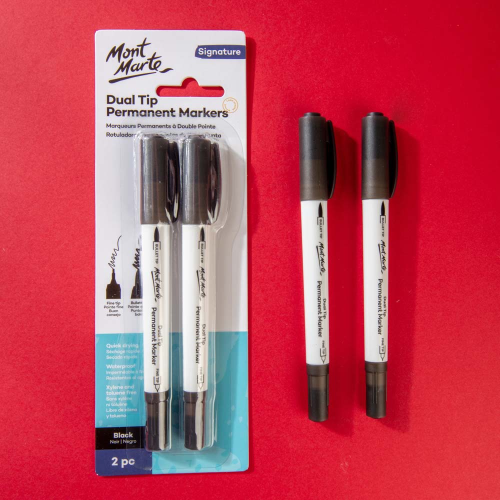 MM Permanent Markers Black 2pc