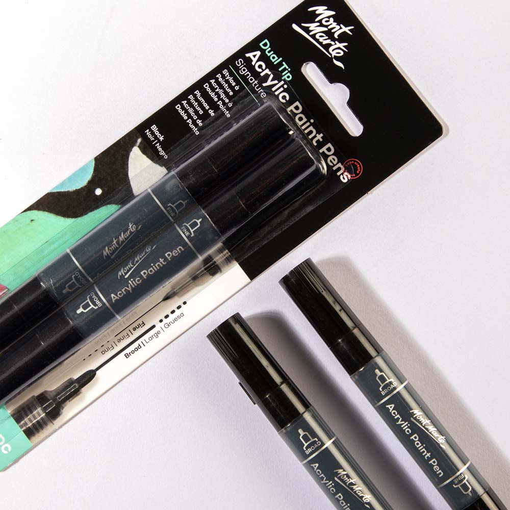 აკრილის მარკერი შავი MM Acrylic Paint Pens Dual TIp Black 2pc
